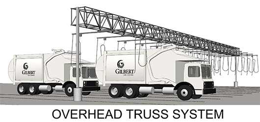 Illustration of city vehicles and trusses